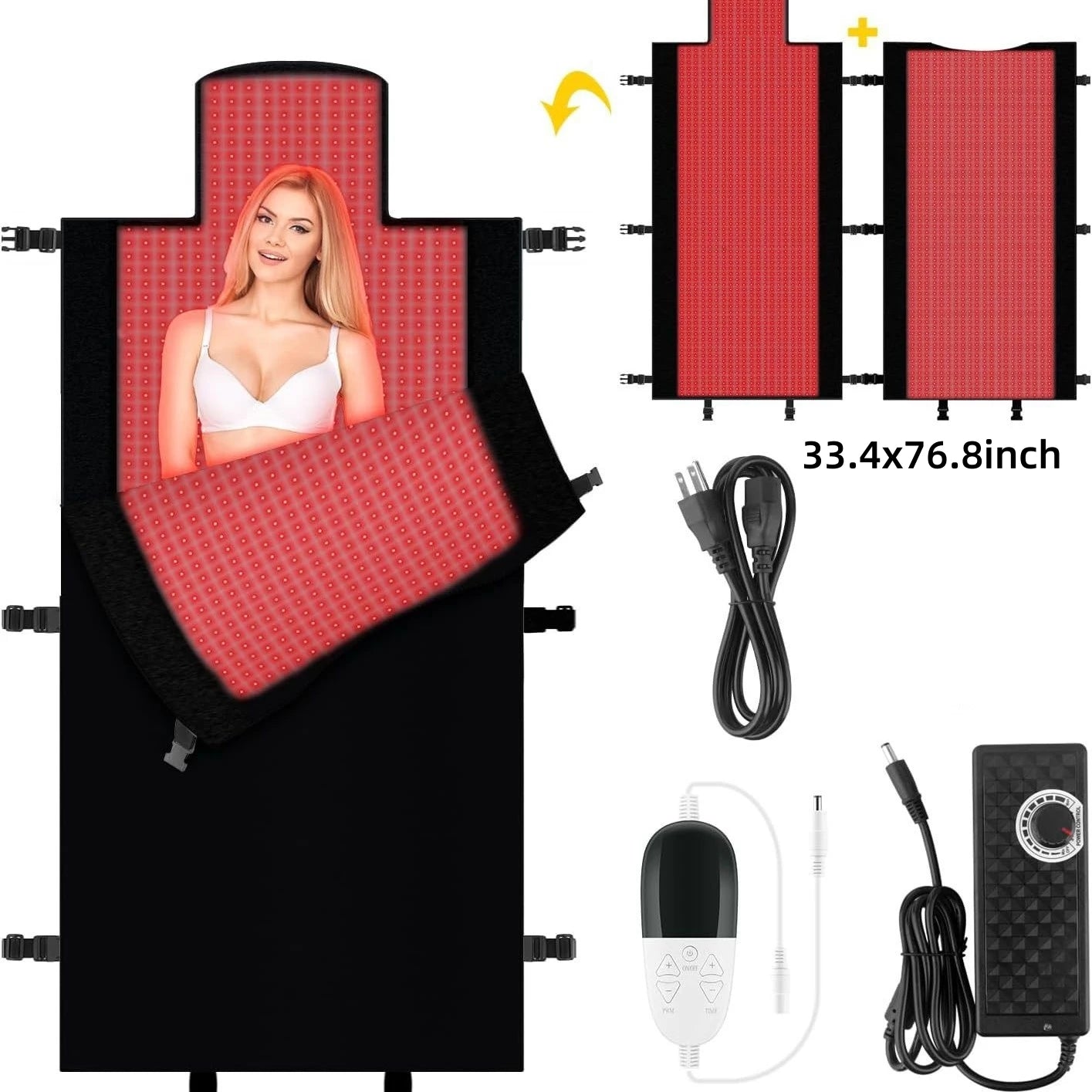 325/1370/2570pcs LEDs Red Light Therapy Mat 660nm 850nm Red Light Blanket Pad Phototherapy Waist Heating Body Pain Relief