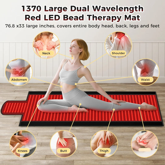325/1370/2570pcs LEDs Red Light Therapy Mat 660nm 850nm Red Light Blanket Pad Phototherapy Waist Heating Body Pain Relief