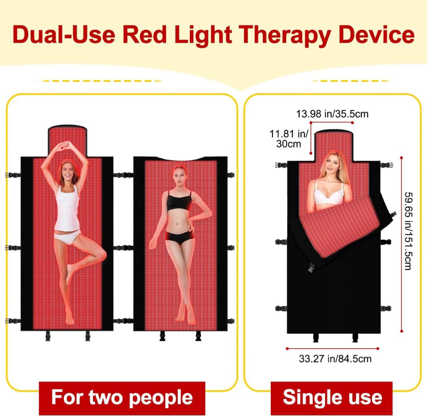 325/1370/2570pcs LEDs Red Light Therapy Mat 660nm 850nm Red Light Blanket Pad Phototherapy Waist Heating Body Pain Relief