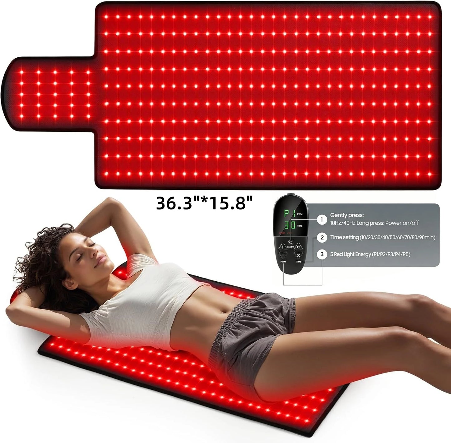325/1370/2570pcs LEDs Red Light Therapy Mat 660nm 850nm Red Light Blanket Pad Phototherapy Waist Heating Body Pain Relief