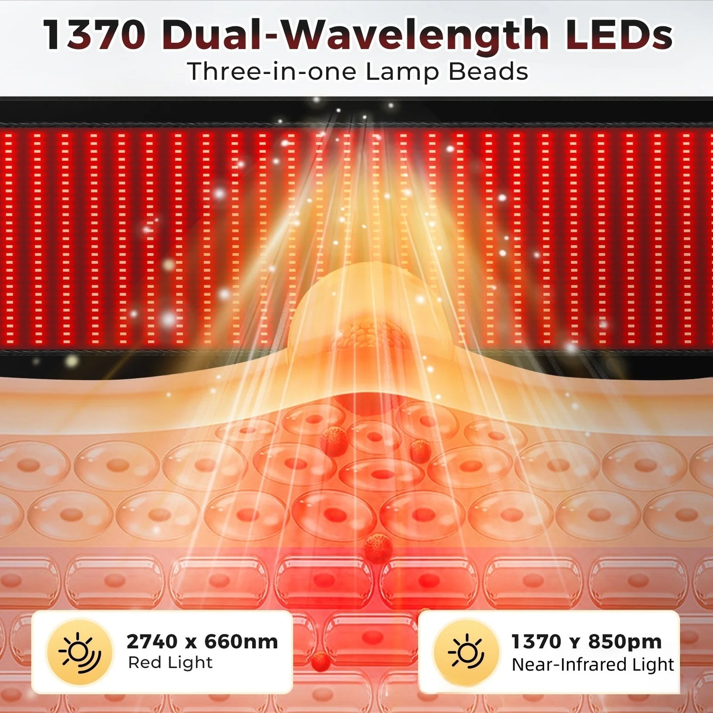325/1370/2570pcs LEDs Red Light Therapy Mat 660nm 850nm Red Light Blanket Pad Phototherapy Waist Heating Body Pain Relief